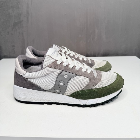 Saucony Shoes - Saucony Jazz Sneakers Women 9 Grey Green Retro Suede Mesh Running Shoes